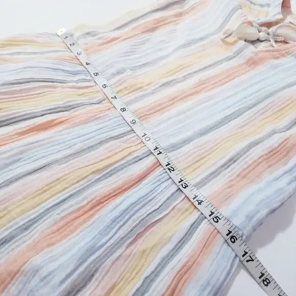 Soft Surroundings Women size PXS Rainbow Striped Tasseled Layered Midi Dress - Picture 6 of 12